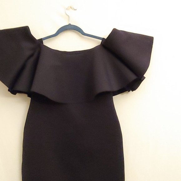Giani Bini flounce ruffle off shoulder black dress Size large - Picture 7 of 16